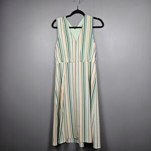 Ann‎ Taylor Factory Striped Midi Dress Size 6 Sleeveless High Neck Workwear